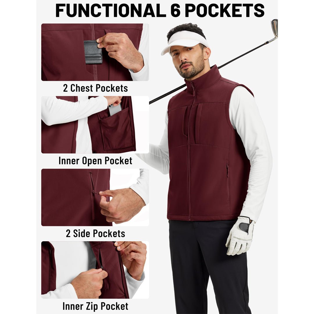 Men's Softshell Vest Windproof Waterproof Lightweight Jacket - AT25M3347