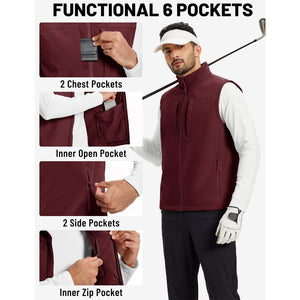 Men's Softshell Vest Windproof Waterproof Lightweight Jacket - AT25M3347