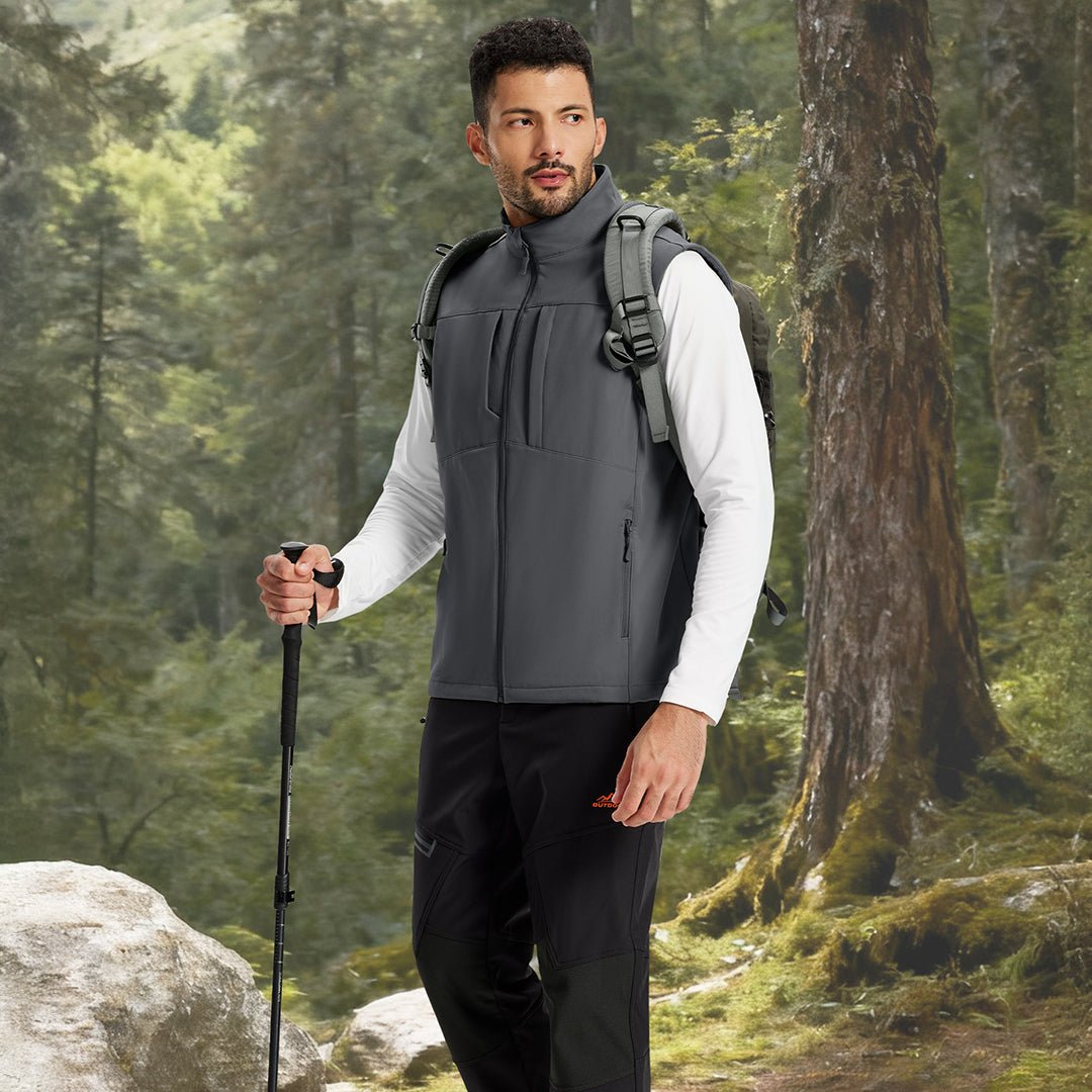 TACVASEN Dark Grey Softshell Vest Windproof Waterproof Lightweight Jacket