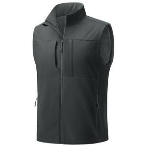 TACVASEN Dark Grey Softshell Vest Windproof Waterproof Lightweight Jacket