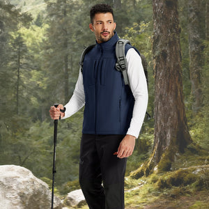 TACVASEN Navy Softshell Vest Windproof Waterproof Lightweight Jacket