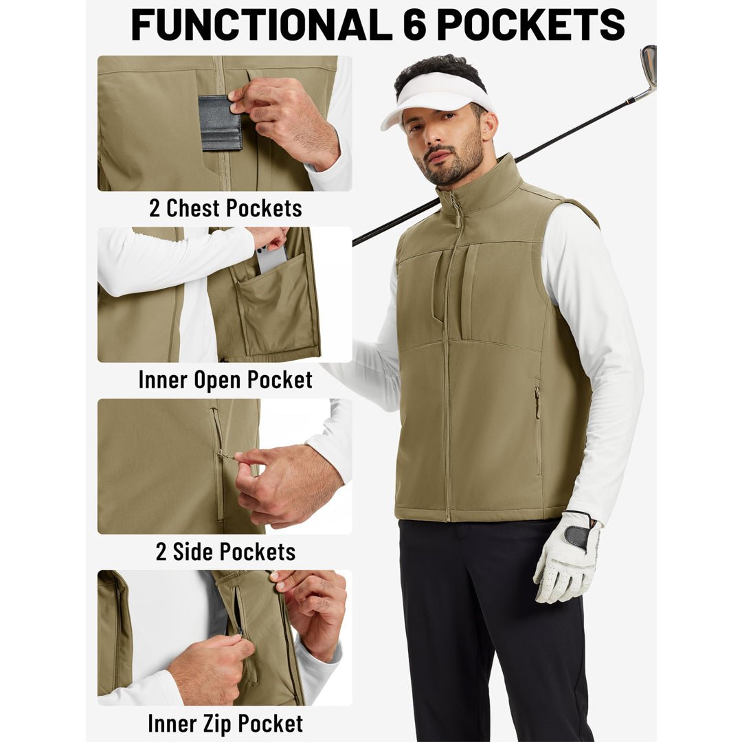 Men's Softshell Vest Windproof Waterproof Lightweight Jacket - AT25M3347
