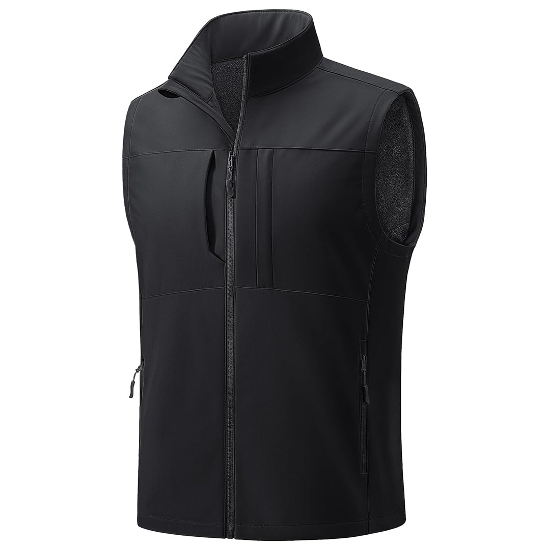 TACVASEN Black Softshell Vest Windproof Waterproof Lightweight Jacket