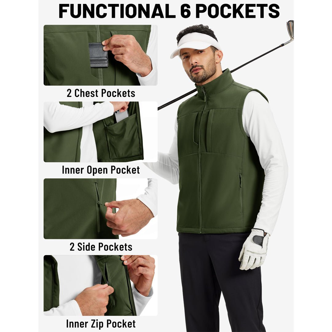 Men's Softshell Vest Windproof Waterproof Lightweight Jacket - AT25M3347