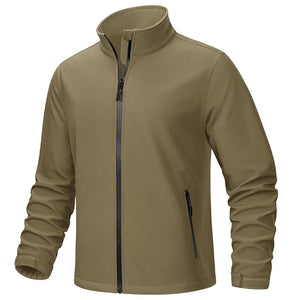TACVASEN Khaki Men's Softshell Windproof Waterproof Coats Hiking Jackets