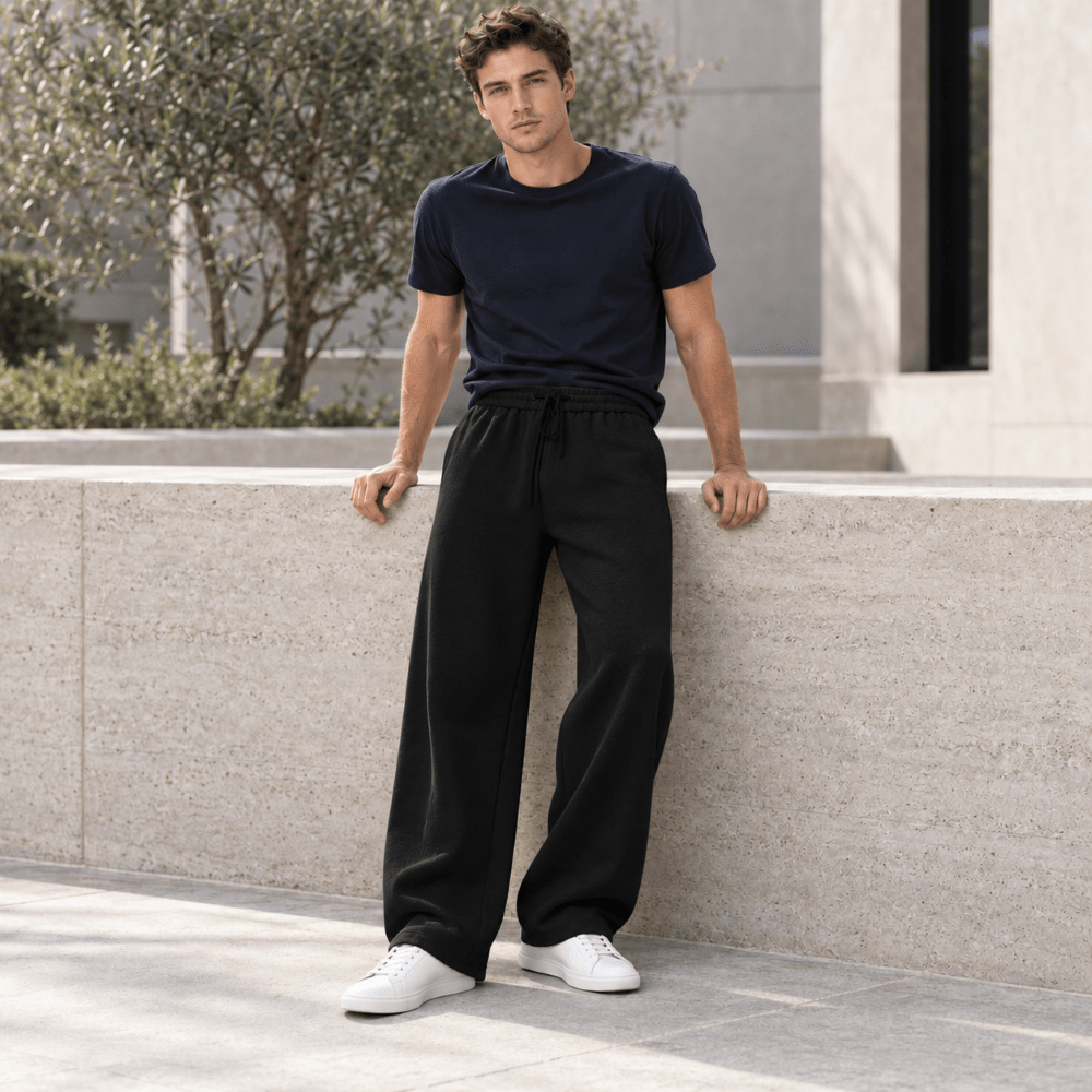TACVASEN Black Men's Solid Color Versatile Casual Pants