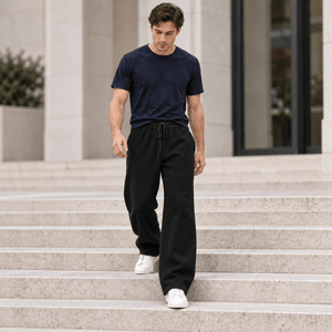 TACVASEN Black Men's Solid Color Versatile Casual Pants