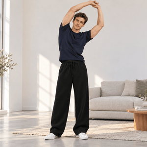 TACVASEN Black Men's Solid Color Versatile Casual Pants