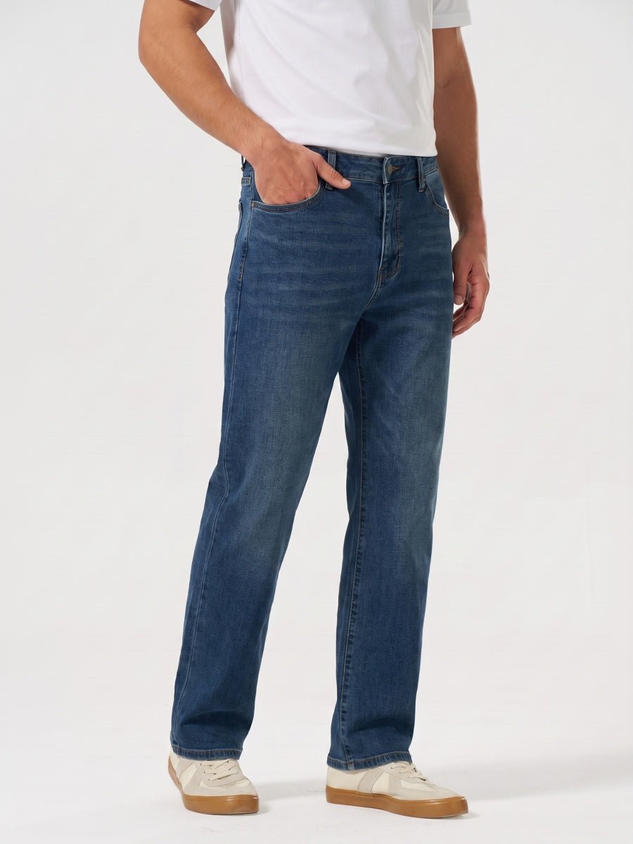 TACVASEN Vintage Blue Men's Straight Fit Jeans With Secure Storage