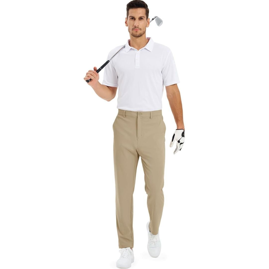 TACVASEN Khaki Men's Stretch & Lightweight Classic Fit Golf Pants