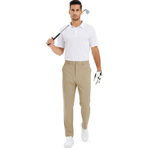 TACVASEN Khaki Men's Stretch & Lightweight Classic Fit Golf Pants