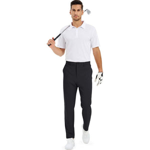 TACVASEN Black Men's Stretch & Lightweight Classic Fit Golf Pants