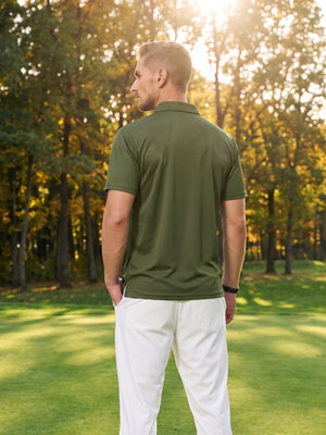 TACVASEN Army Green Men's Summer Golf Polo Breathable Functional Shirt