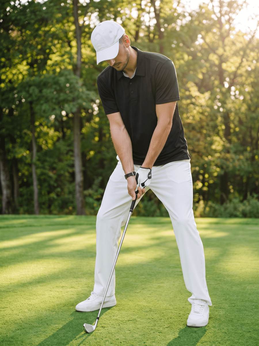 TACVASEN Black Men's Summer Golf Polo Breathable Functional Shirt