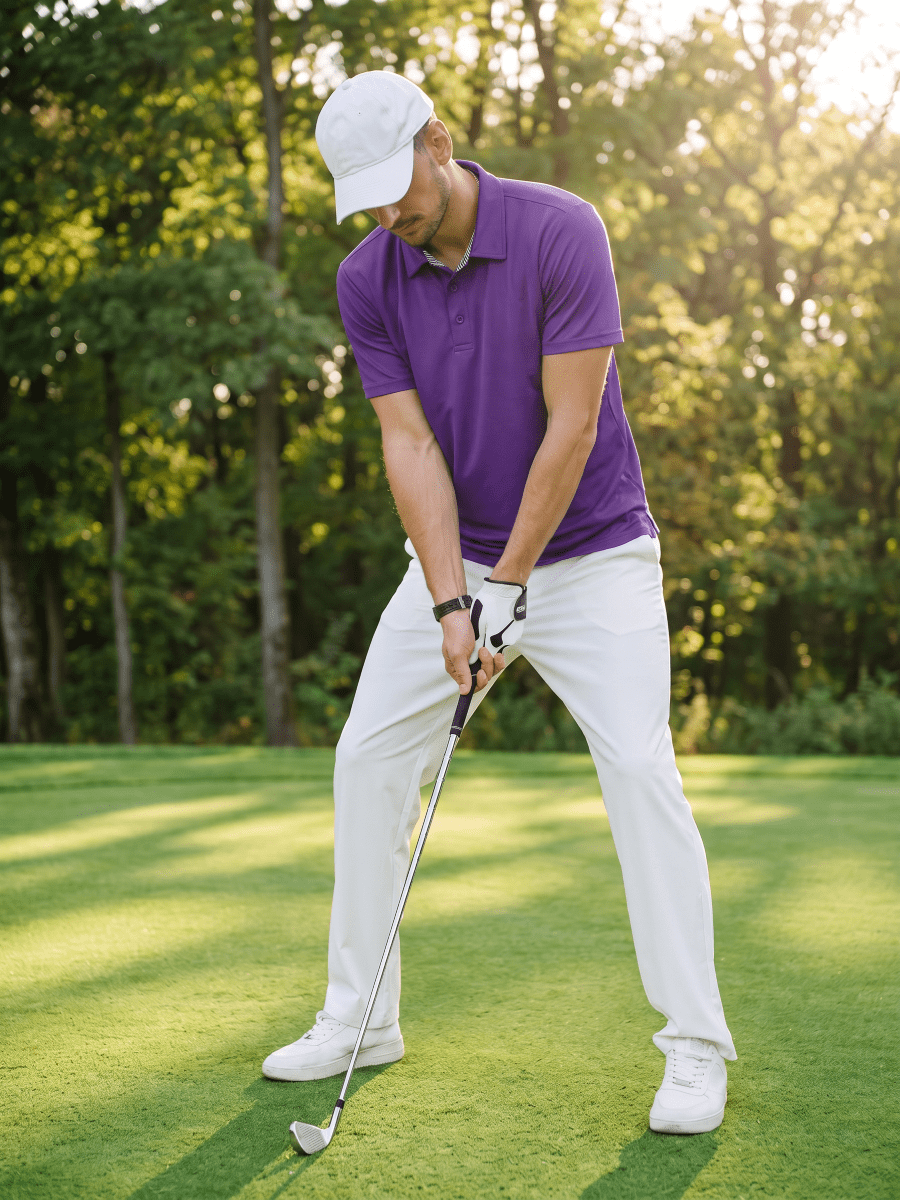 TACVASEN Purple Men's Summer Golf Polo Breathable Functional Shirt