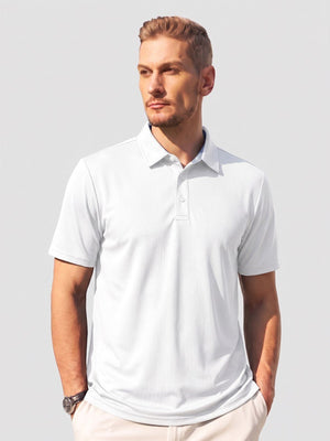 TACVASEN White Men's Summer Golf Polo Breathable Functional Shirt