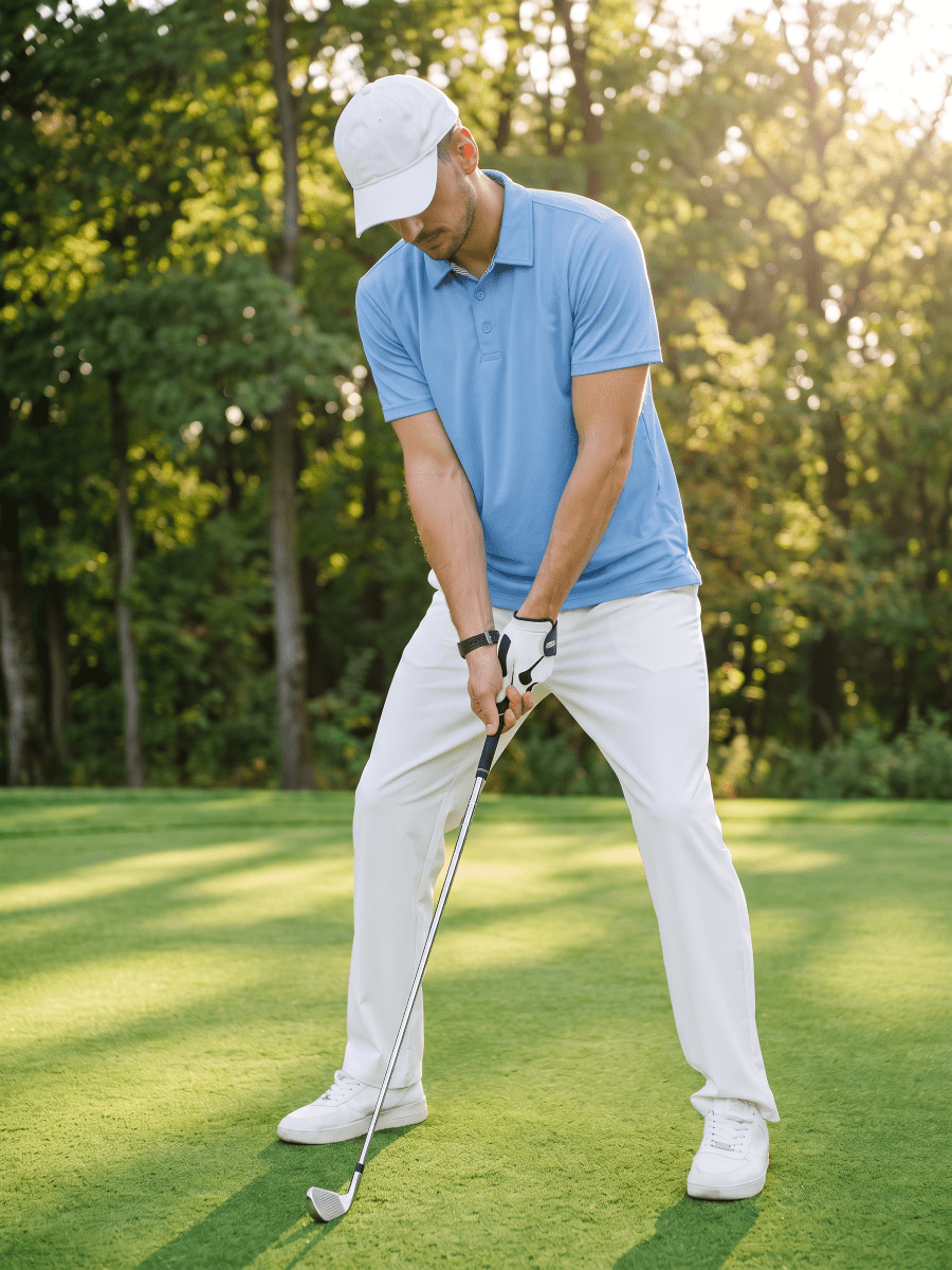 TACVASEN Sky Blue Men's Summer Golf Polo Breathable Functional Shirt