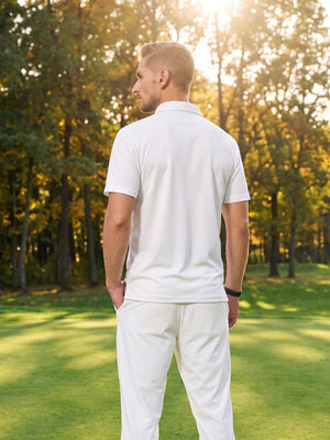 TACVASEN White Men's Summer Golf Polo Breathable Functional Shirt