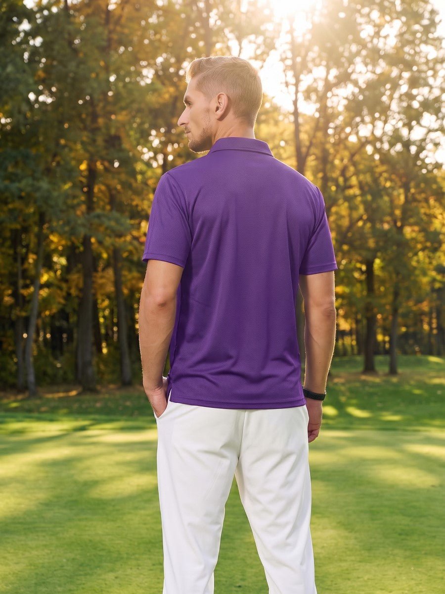 TACVASEN Purple Men's Summer Golf Polo Breathable Functional Shirt