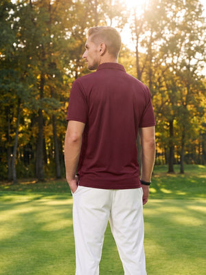 TACVASEN Wine Red Men's Summer Golf Polo Breathable Functional Shirt