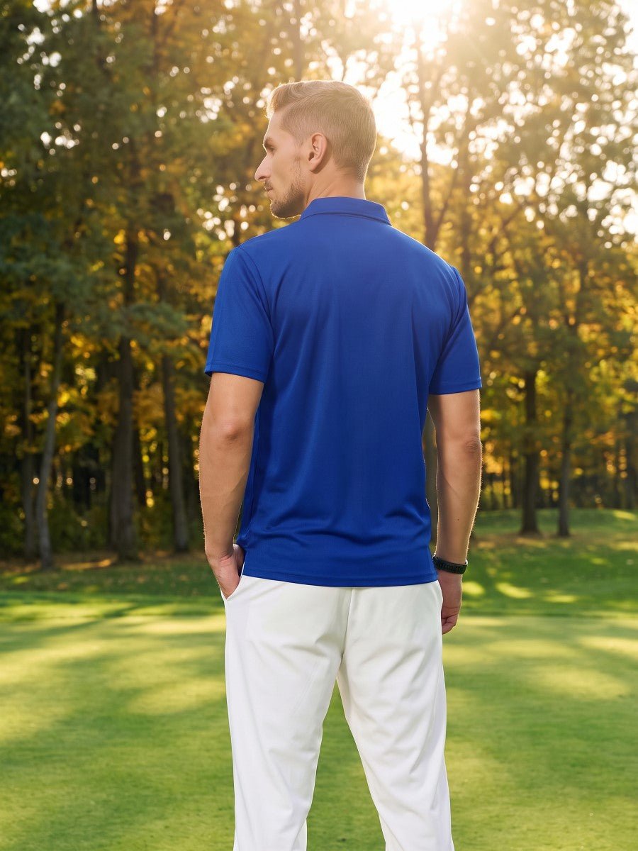 TACVASEN Bright Blue Men's Summer Golf Polo Breathable Functional Shirt