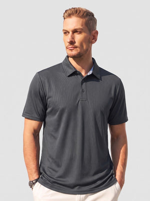 TACVASEN Dark Grey Men's Summer Golf Polo Breathable Functional Shirt