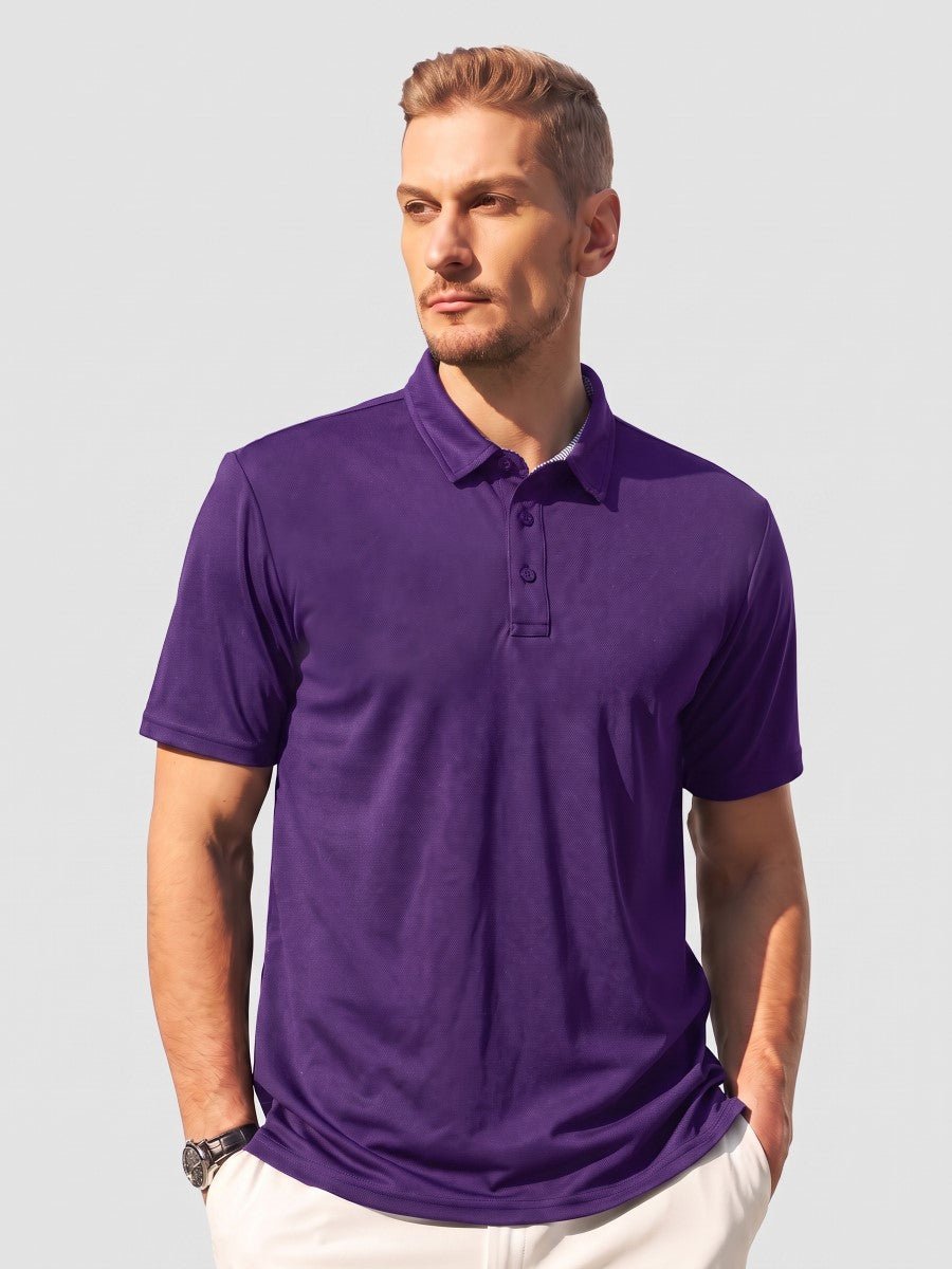 TACVASEN Purple Men's Summer Golf Polo Breathable Functional Shirt