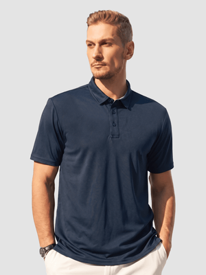 TACVASEN Navy Men's Summer Golf Polo Breathable Functional Shirt