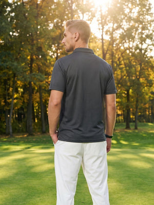 TACVASEN Dark Grey Men's Summer Golf Polo Breathable Functional Shirt
