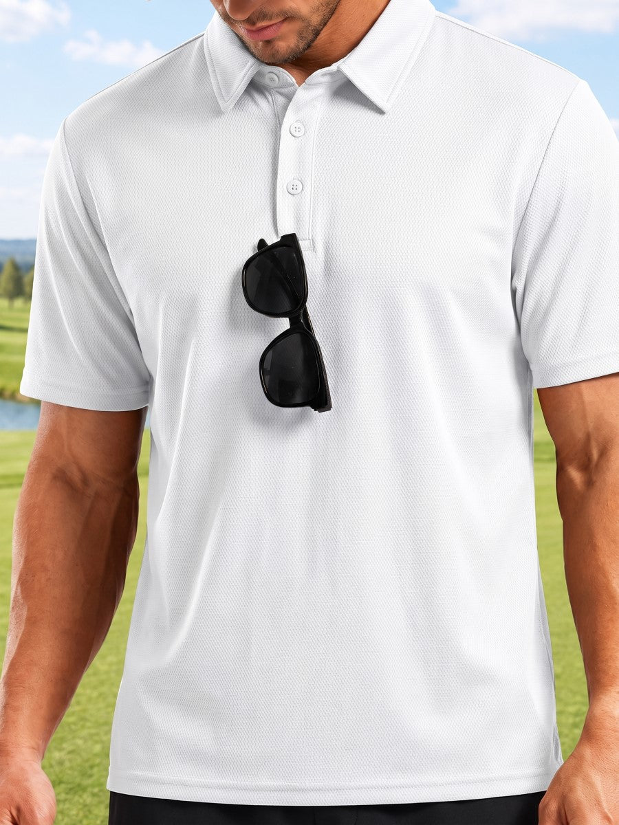 TACVASEN White Men's Summer Golf Polo Breathable Functional Shirt