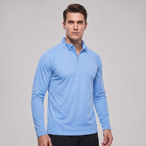 TACVASEN Light Blue Men's Sun Protection Quick Dry Stand Collar UV Shirts