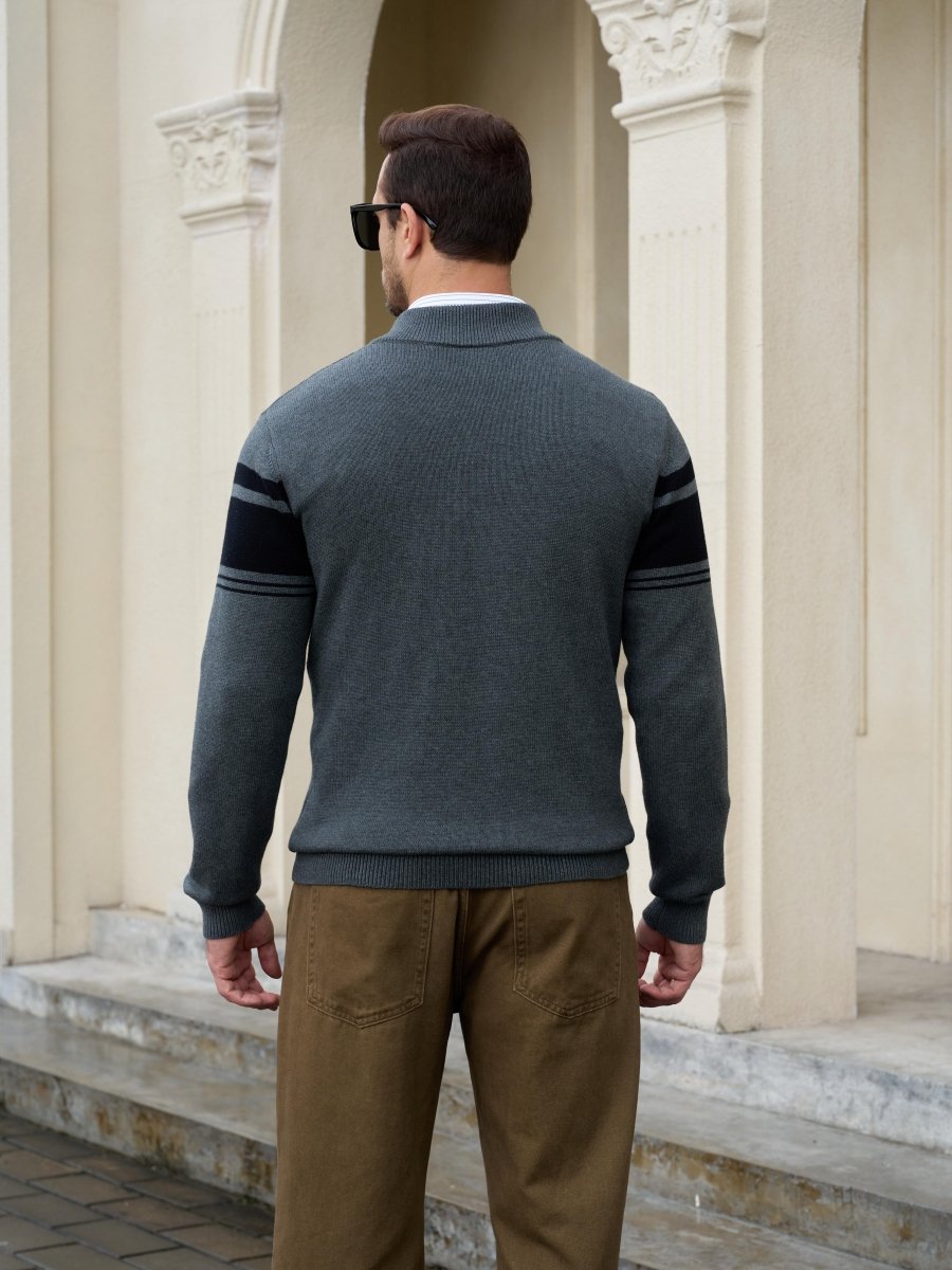 TACVASEN Dark Grey Men's Sweaters 1/4 Zip Cotton Sweater
