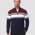 TACVASEN Navy Wine Red Men's Sweaters 1/4 Zip Cotton Sweater