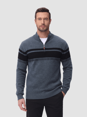 TACVASEN Dark Grey Men's Sweaters 1/4 Zip Cotton Sweater