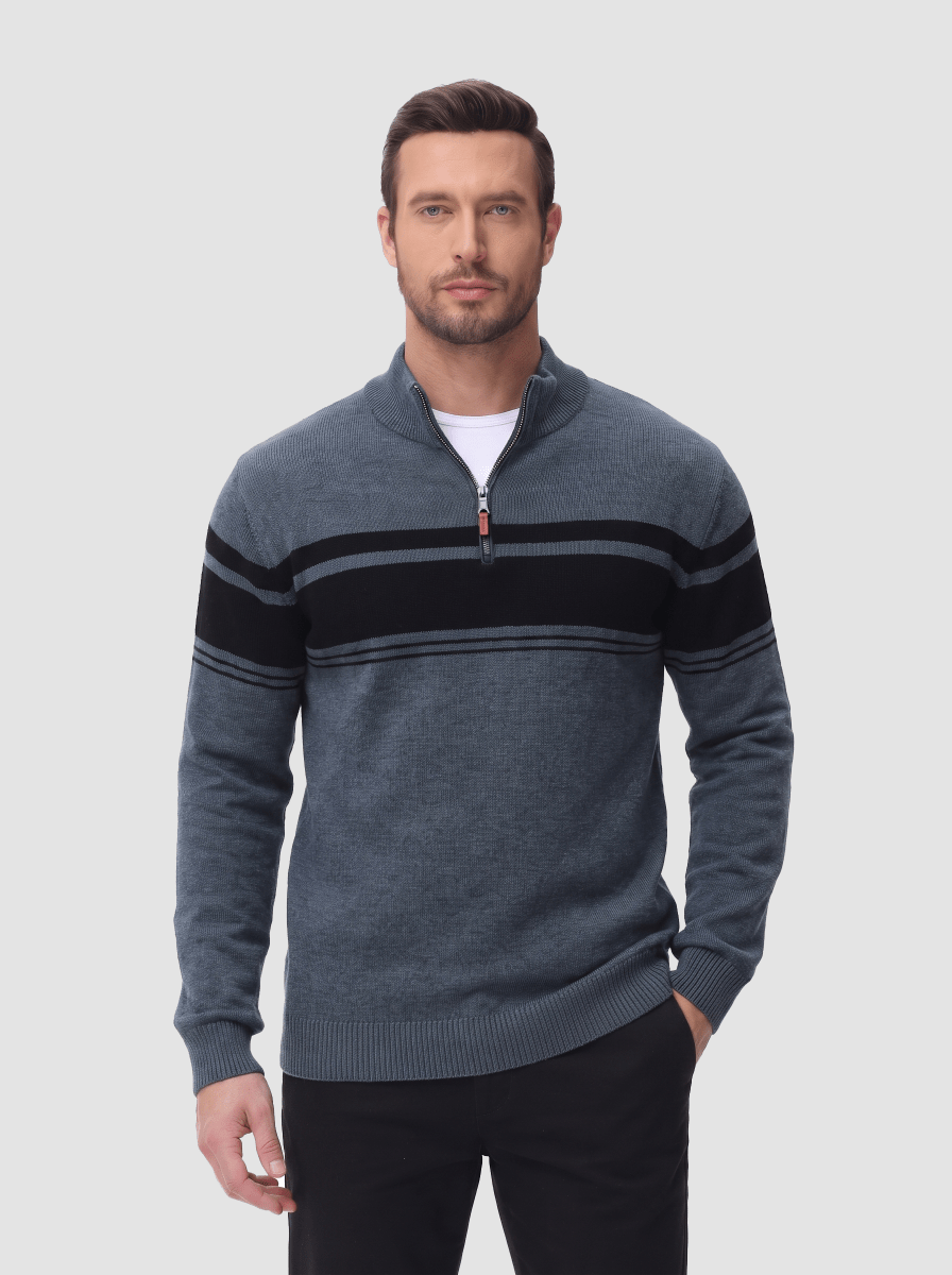 TACVASEN Dark Grey Men's Sweaters 1/4 Zip Cotton Sweater