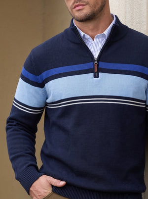 TACVASEN Navy Lack Blue Men's Sweaters 1/4 Zip Cotton Sweater