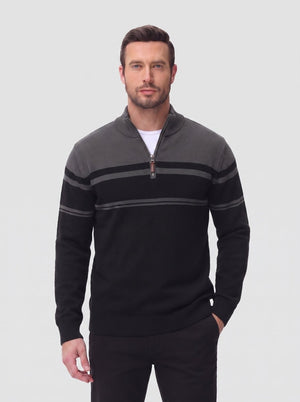 TACVASEN Dark Grey Black Men's Sweaters 1/4 Zip Cotton Sweater