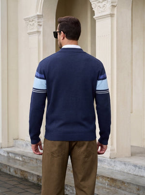 TACVASEN Navy Lack Blue Men's Sweaters 1/4 Zip Cotton Sweater