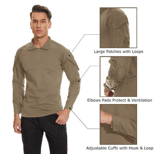 TACVASEN Navy Men's Tactical Military Long Sleeves Shirt
