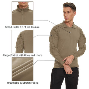TACVASEN Navy Men's Tactical Military Long Sleeves Shirt