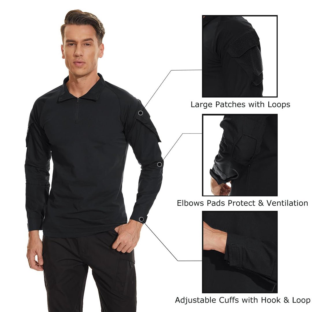 TACVASEN Navy Men's Tactical Military Long Sleeves Shirt