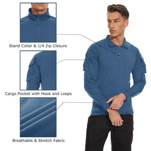 TACVASEN Navy Men's Tactical Military Long Sleeves Shirt