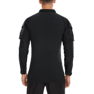 TACVASEN Black Men's Tactical Military Long Sleeves Shirt