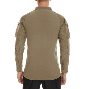 TACVASEN Dark Khaki Men's Tactical Military Long Sleeves Shirt