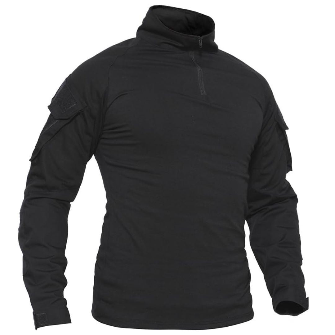 TACVASEN Black Men's Tactical Military Long Sleeves Shirt