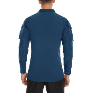 TACVASEN Denim Blue Men's Tactical Military Long Sleeves Shirt