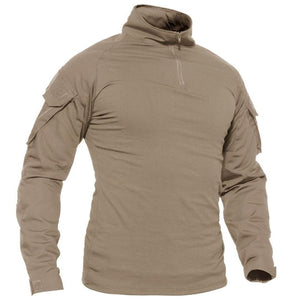 TACVASEN Dark Khaki Men's Tactical Military Long Sleeves Shirt