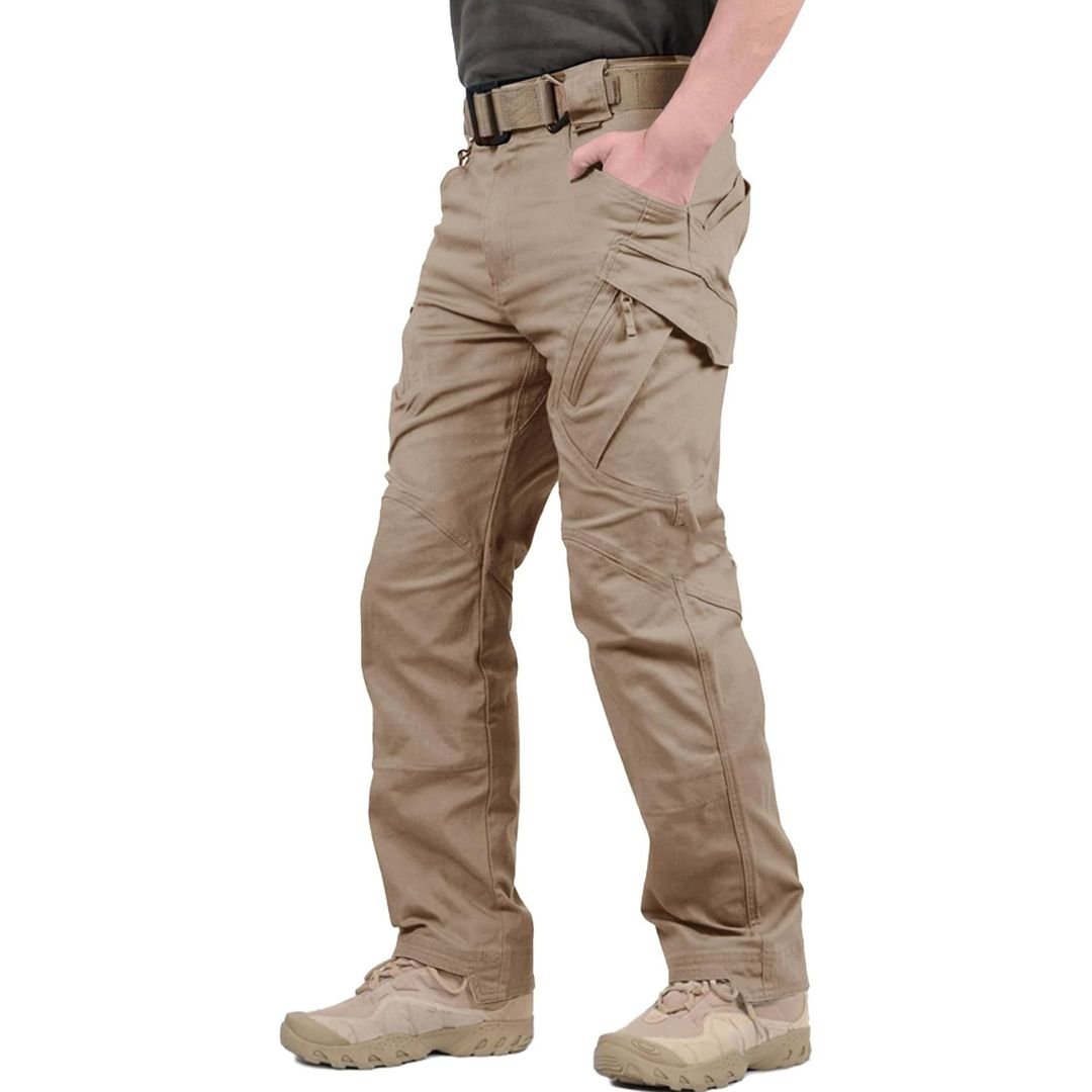 TACVASEN Khaki Men's Tactical Cargo Pants Lightweight Stretch Cotton 9 Pockets Outdoor