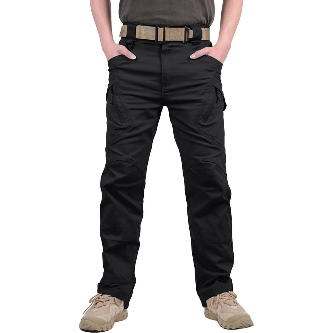 TACVASEN Black Men's Tactical Cargo Pants Lightweight Stretch Cotton 9 Pockets Outdoor