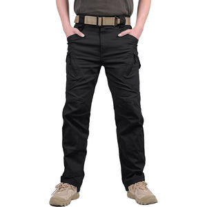 TACVASEN Black Men's Tactical Cargo Pants Lightweight Stretch Cotton 9 Pockets Outdoor